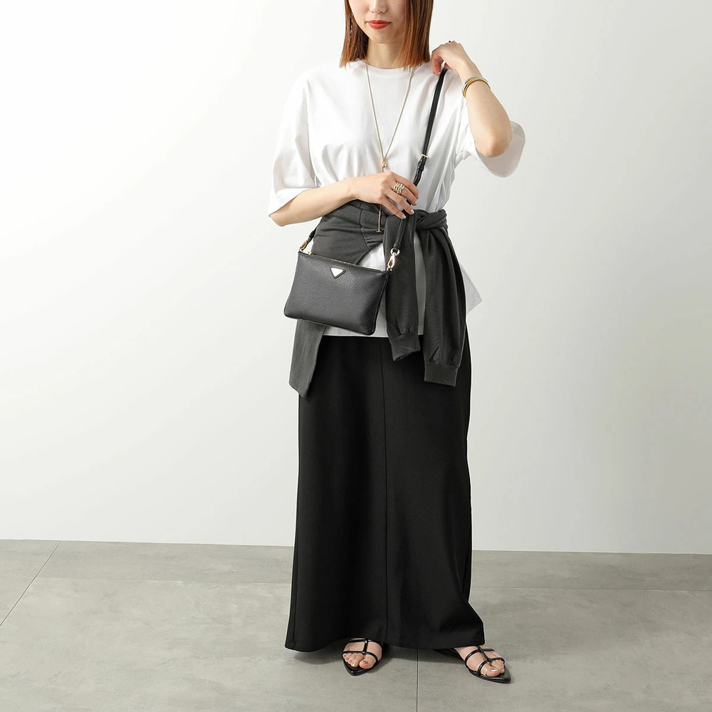 Prada Shoulder Bag Leather Triangle NERO